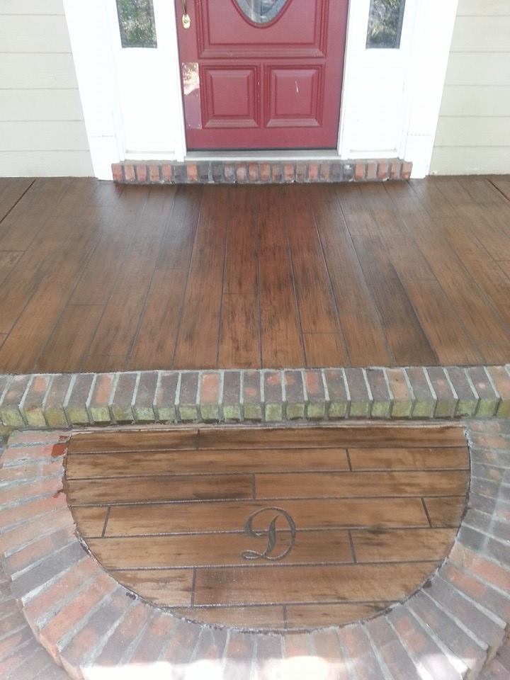 Wood and brick front porch